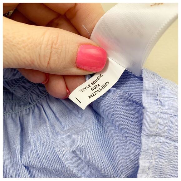 J Crew Factory Smocked Tie-Shoulder Blue Tank Top - Picture 6 of 8